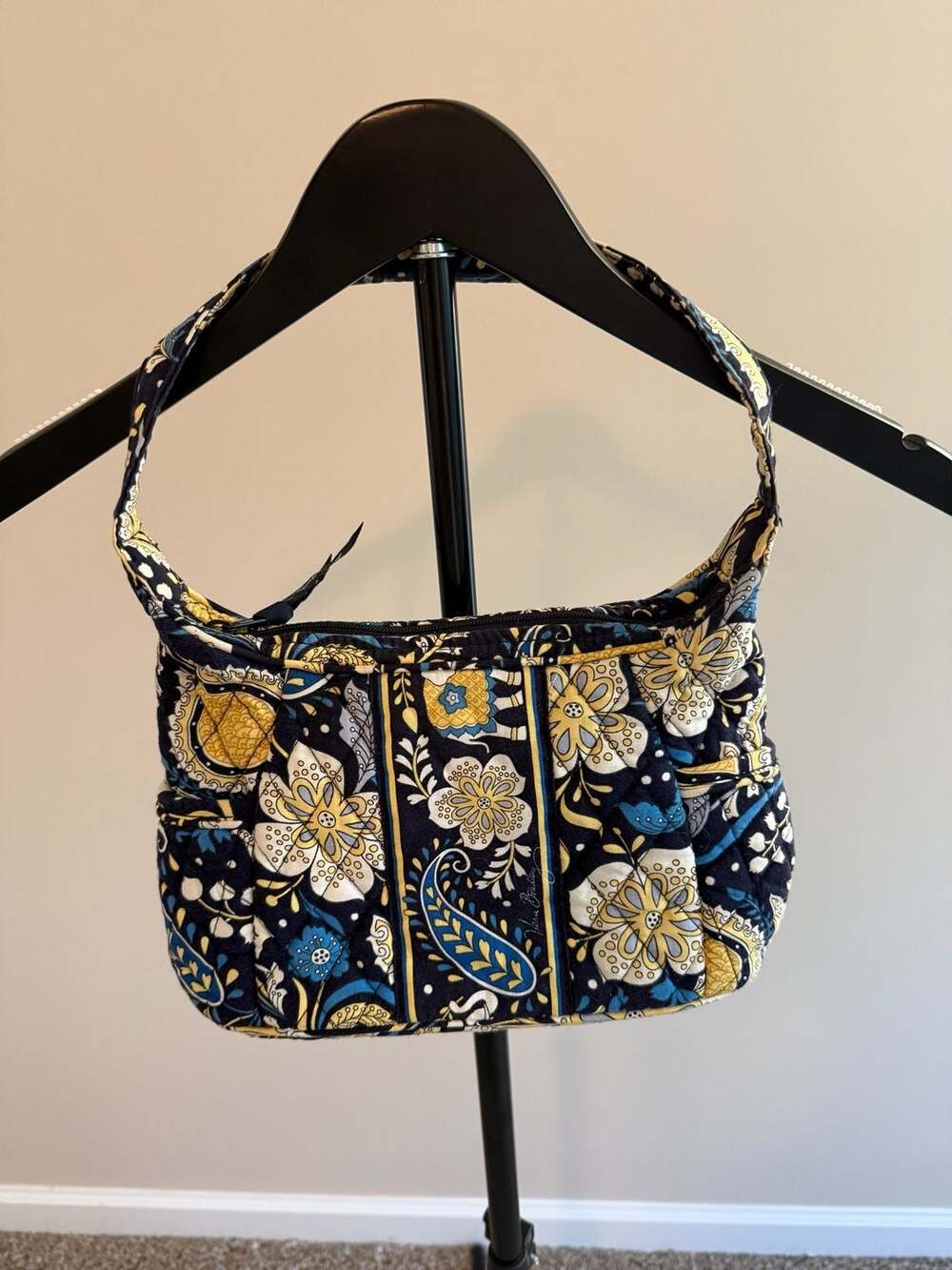 Vintage Vera Bradley Retired Ellie Blue Pattern‎ Quilted Shoulder Bag